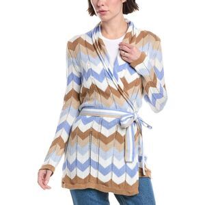 Wispr Womens  Chevron Wrap Silk-Blend Cardigan, Blue